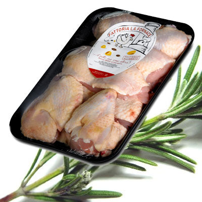 Metà Pollo porzionato a pezzi 13,50€/kg (c.ca 0,800 kg)